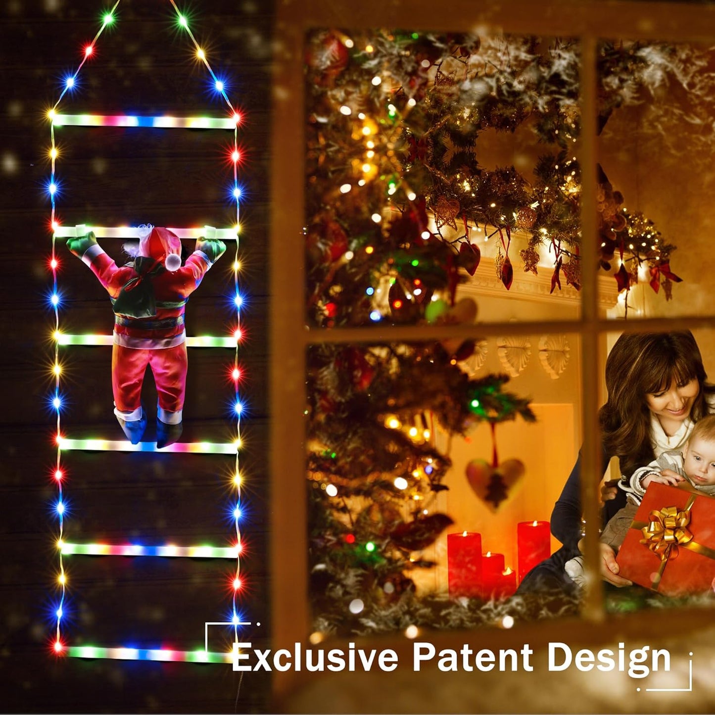 🌲🎅Φως σκάλας LED Άγιου Βασίλη - Ηλιακή και USB τροφοδοτούμενη χριστουγεννιάτικη διακόσμηση εξωτερικού και εσωτερικού χώρου