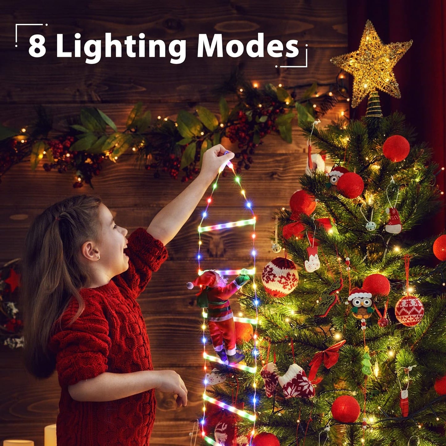 🌲🎅Φως σκάλας LED Άγιου Βασίλη - Ηλιακή και USB τροφοδοτούμενη χριστουγεννιάτικη διακόσμηση εξωτερικού και εσωτερικού χώρου