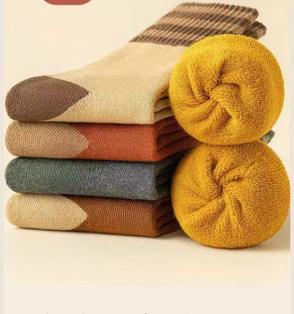 🧦【Αγοράστε 5 ζευγάρια, πάρτε 5 δωρεάν】🧦Χοντρές, ζεστές ανδρικές και γυναικείες κάλτσες μέχρι τη μέση της γάμπας, ζεστές κάλτσες από πετσετέ ύφασμα