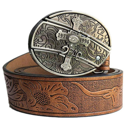 🆒🎁Ειδική προσφορά περιορισμένης διάρκειας👍Ανδρική ζώνη με ανάγλυφο σχέδιο και ενσωματωμένο μαχαίρι