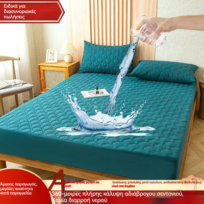 🛏【180*200】Αδιάβροχο κάλυμμα κρεβατιού με φλις επένδυση και βαμβακερά κλιπ, κάλυμμα στρώματος για υπνοδωμάτιο.