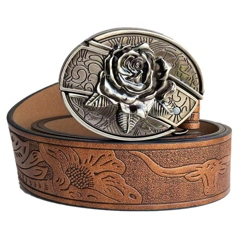 🆒🎁Ειδική προσφορά περιορισμένης διάρκειας👍Ανδρική ζώνη με ανάγλυφο σχέδιο και ενσωματωμένο μαχαίρι