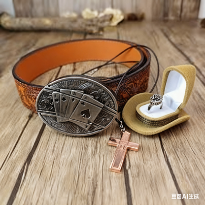 🆒🎁👍Ανδρική ανάγλυφη ζώνη με ενσωματωμένο μαχαίρι