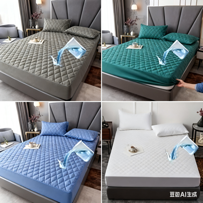 🛏【180*200】Αδιάβροχο κάλυμμα κρεβατιού με φλις επένδυση και βαμβακερά κλιπ, κάλυμμα στρώματος για υπνοδωμάτιο.