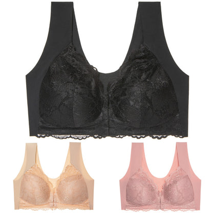 ✨Ειδική προσφορά περιορισμένης διάρκειας🔥【3 τεμάχια】 Μεγάλο μέγεθος με μπροστινό κούμπωμα, σέξι, χωρίς μπανέλα, σουτιέν με όμορφη πλάτη