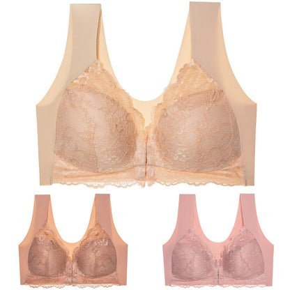 ✨Ειδική προσφορά περιορισμένης διάρκειας🔥【3 τεμάχια】 Μεγάλο μέγεθος με μπροστινό κούμπωμα, σέξι, χωρίς μπανέλα, σουτιέν με όμορφη πλάτη
