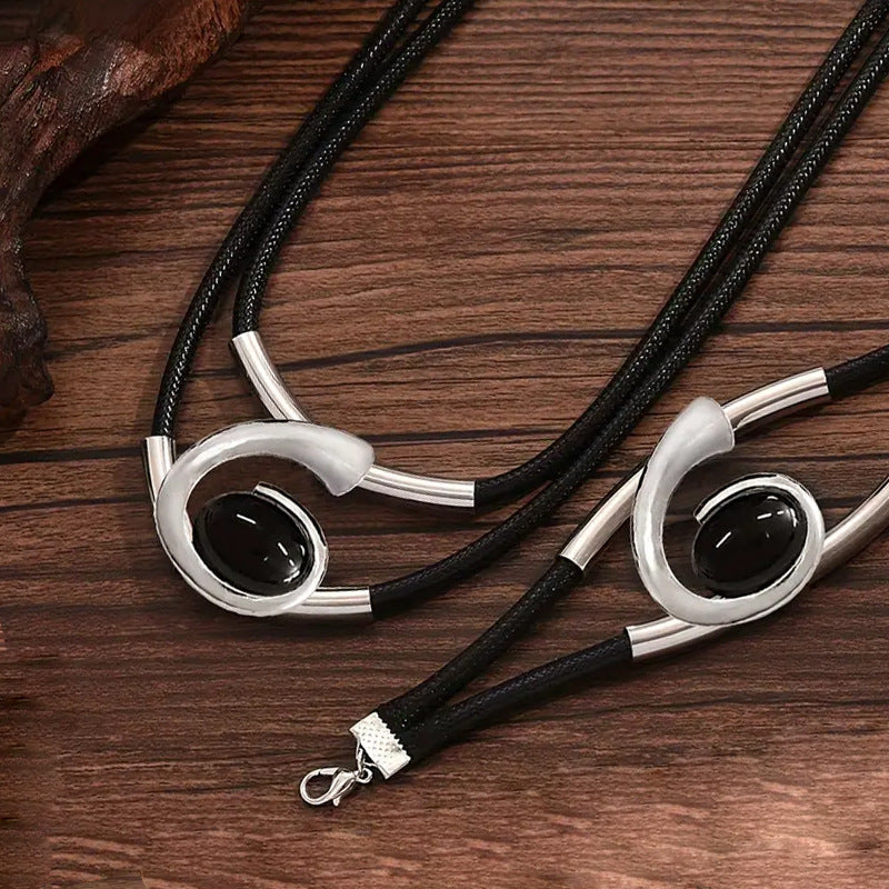 ✨🔥【Αγοράστε 1, λάβετε 1 δωρεάν】Σετ κολιέ + βραχιόλι με πολύτιμους λίθους σε μποέμ στυλ