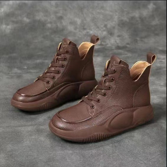 🔥✨【50% έκπτωση】Νέες φθινοπωρινές casual δερμάτινες μπότες Martin με χοντρή σόλα, μοντέρνες και άνετες