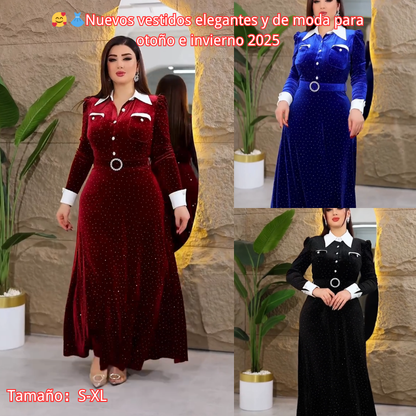 🔥【S-5XL】Νέο vintage βελούδινο φόρεμα του 2025 💎| Κάθε σώμα δείχνει υπέροχο με αυτό!✨